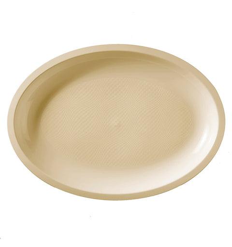 LARGE OVAL "CHAMPAGNE" GOLD PLAST PLATES 25pcs