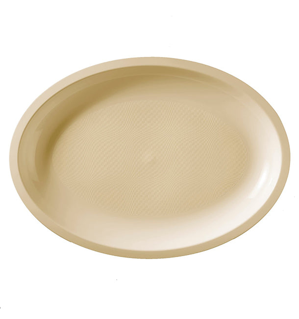PIATTI OVALI GRANDI "CHAMPAGNE" GOLD PLAST  25pz