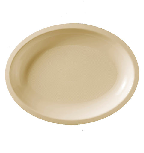 SMALL OVAL PLATES "CHAMPAGNE" GOLD PLAST 25pcs