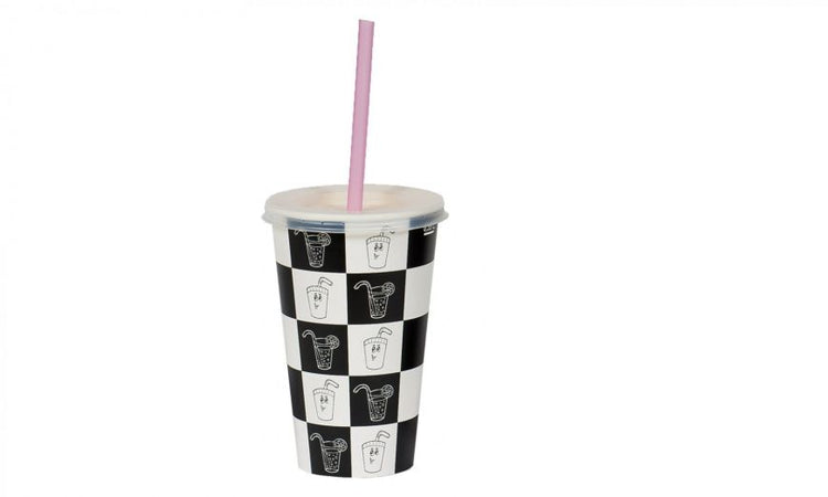 BICCHIERE BIBITA B/42 "BLACK & WHITE" 100pz