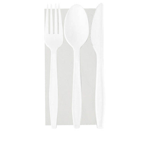 Set of 100 biodegradable CPLA cutlery sets.