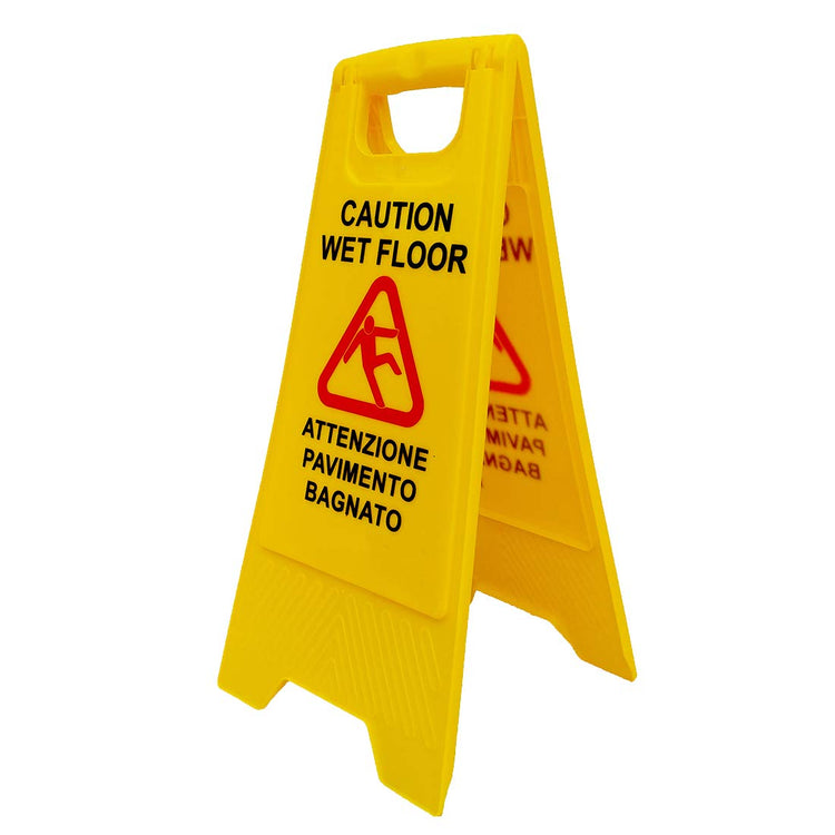 Cartello avviso di pericolo pavimento bagnato (WET FLOOR)